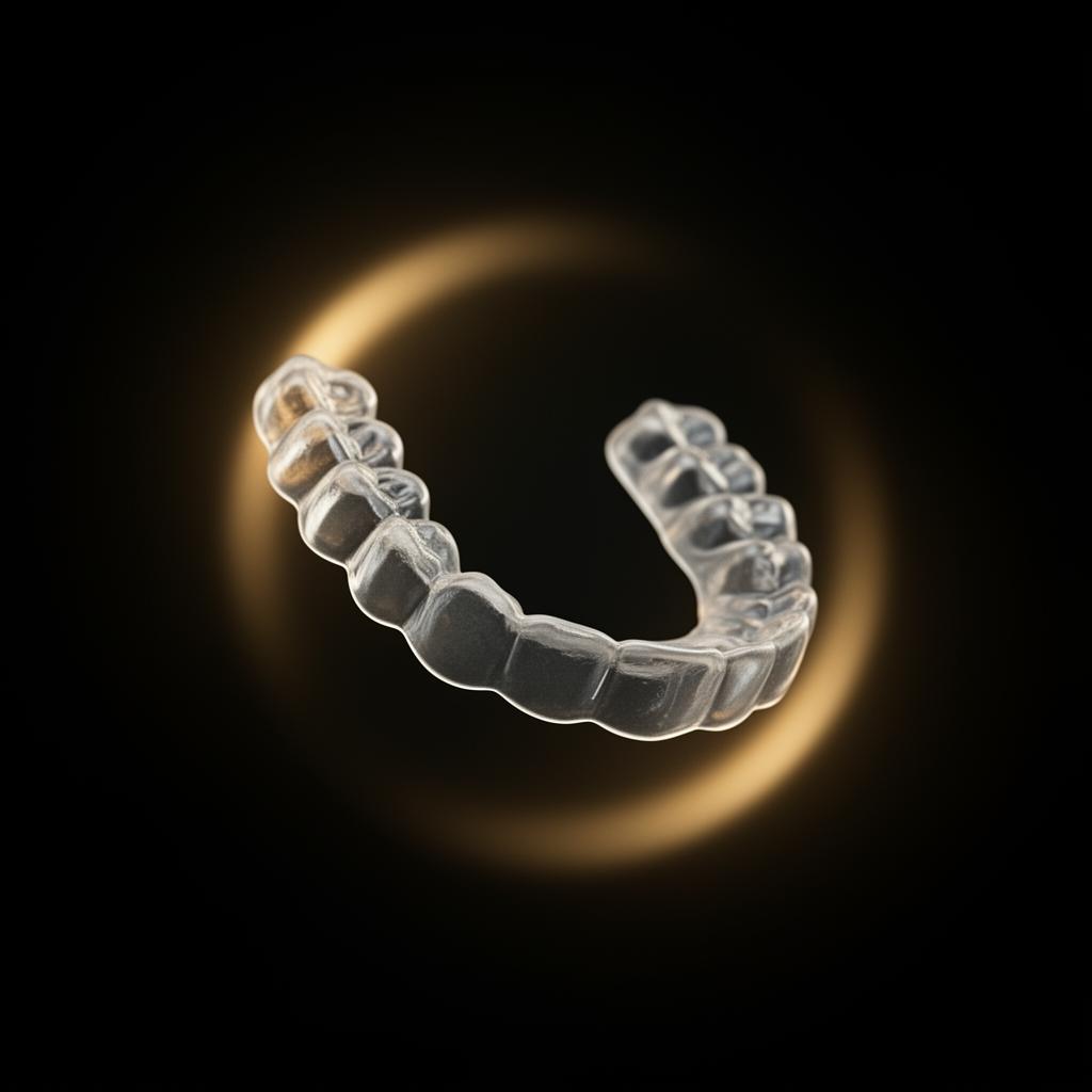 Alinhador transparente em renderização 3D dourada